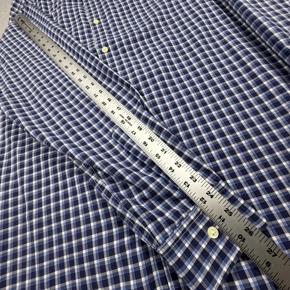 Banana Republic Mens XL Blue White Checkered Soft Wash Tailored Slim Fit Shirt